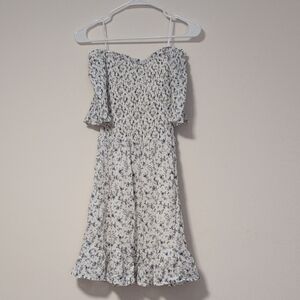 Vici White Mini Dress with Blue Floral Print